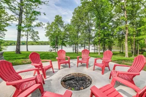 Image of Modern Kentucky Lake Home with Deck, Dock, View