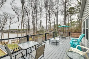 Image of Deck & Lake Gaston Access: Dog-friendly Getaway