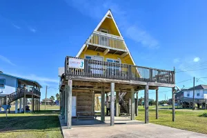 Image of 2 Blocks to Surfside Beach A-Frame Home with Deck