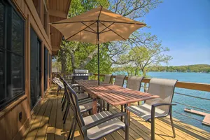 Image of Serene Lakefront Escape Boat Dock and Grill!