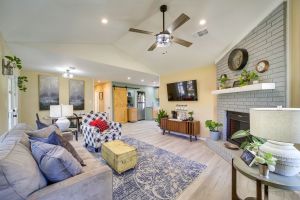 Image of Barling Vacation Rental Fenced-In Yard with Hot Tub