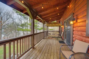 Image of Modern Log Cabin with Rec Room, Steps to Lake!