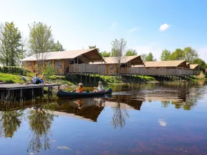 Image of Lovely Tent with Kitchen & Bathroom Located near Pond