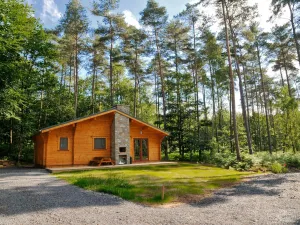 Image of Wooden Chalet With Wood Burning Stove