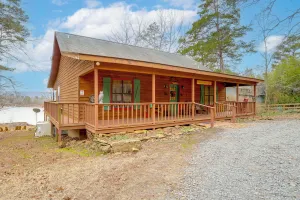 Image of Deck & Fire Pit: Waterfront Cabin in Greers Ferry!