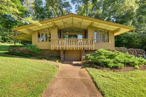 Image of Tranquil Mid-Century Modern Cottage with Forest View