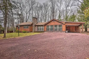 Image of Walk to Lake Harmony Home with Hot Tub and Fire Pit