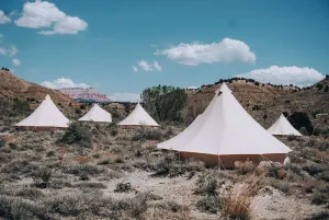 Image of Family Tent w\/ Shared Bathroom - Beauty awaits you just past the red cliffs.