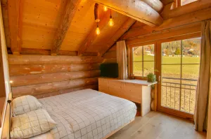 Image of Beautiful wooden house with mountain views