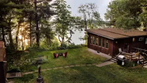 Image of Scandinavian Lake Cabin Ideal for Romantic Getaway