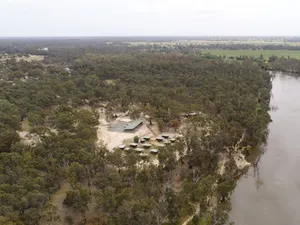 Image of GROUP CAMP ON MURRAY RIVER NEAR ECHUCA \/ MOAMA
