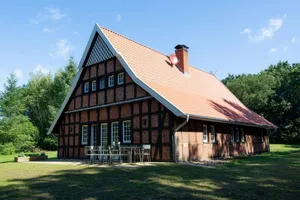 Image of 2022 PREMIER - Waldhaus. Stylish half-timbered house + barrel sauna