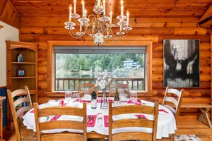 Image of New Listing! Beautiful lakefront log cabin with private dock and hot tub, boat access only!