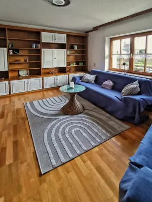 Image of The beautiful apartment with separate entrance is on the 1st floor and accessible via 7 steps. The apartment is quietly located and only a few minutes away from the town center. The living space of 62 sqm consists of one bedroom with a...