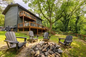 Image of Lake Catherine Home Fire Pit Dock Boat!