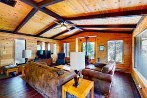 Image of Modern cabin w\/beautiful views, private gas grill, W\/D, and wood fireplace