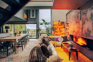 Image of A unique and impressive contemporary home with private hot tub