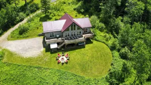 Image of All-Season ski chalet in Ellicottville, NY, outdoor hot tub with stunning views!