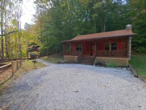 Image of Secluded 2-BD cabin, tranquil mountain setting. Hot Tub Gazebo! Wood fireplace.