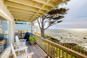 Image of Oceanfront home with fireplace & deck - watch for dolphins & whales