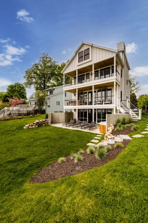 Image of Newly Constructed Modern Farmhouse on Paw Paw Lake