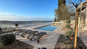 Image of Character house with swimming pool in medieval village