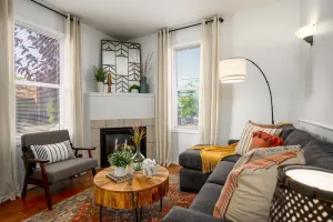 Image of Suite Magnolia. Steps to Downtown & Breweries. Modern 2 bedroom apt w\/fireplace.