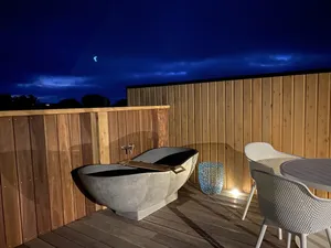 Image of Beautiful new village apartment with roof deck- stone bath, 360  views & more