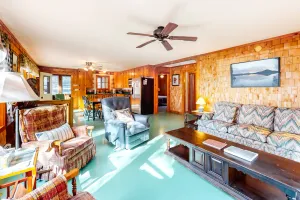 Image of Waterfront cabin w\/ outdoor firepit, dock, and lake views - dogs welcome