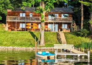 Image of Lakeside Escape\/ Ski Nordic Mt.\/ lakefront cabin\/ pontoon rental\/ Pets\/ Hot Tub!