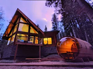 Image of Creek & Log Cabin near I-70, Sauna in the Forest