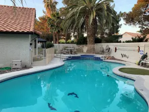 Image of POOL & \/SPA. 9 hole Mini putt in yard. Walk to Golf Course. 3 Bedrm, bungalow