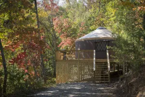 Image of Secluded yurt on Blue Ridge Pay & MTS Trl with hot tub, only 15min from downtown