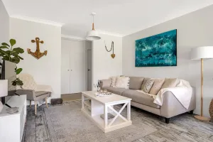 Image of Chic designer garden apartment moments from beach!