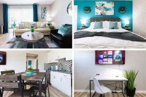 Image of King Bed| Full Kitchen |55\"TVs|Fast Wi-Fi | |W\/D