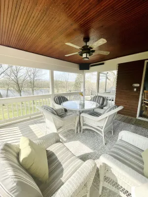 Image of Secluded Lakefront Home with outdoor hot tub, fire pit & indoor Hockey Rink