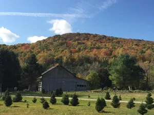Image of Mountains, pond, old barn, hiking trails- quintessential Vermont