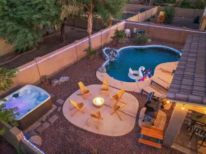 Image of Desert Oasis Amazing Pool Waterfall Firepit Office