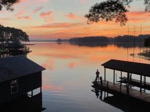 Image of Lake Gaston Waterfront home with boat dock, fire pit, and views