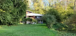 Image of Artist's house, on the banks of the Ognon river, swimming and canoeing.