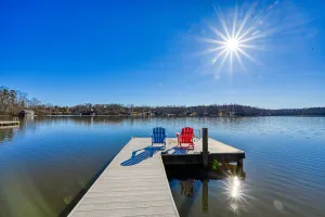 Image of Lakeside retreat with a firepit, dock, sprawling deck, pool table - dog friendly