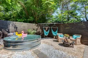 Image of Cozy King Blue H2O Staycation , Stock Tank Pool, Hot Tub, Fire Pit Pets OK!