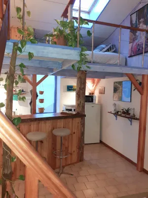 Image of A cabin atmosphere for this charming mezzanine studio