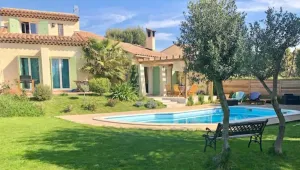Image of Architect-designed villa with swimming pool and large garden