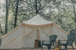 Image of GlampVentures \"Royal Rest\" Bell Tent @ river\/lake near the Smoky Mtn.