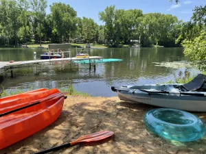 Image of Spacious cabin on tranquil lake with kayaking, fishing. Arcade games, pool table