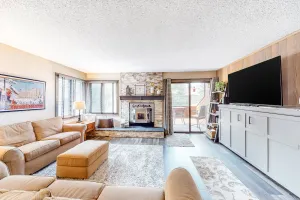 Image of Ground-Level Condo w\/ Pellet Stove, Deck & Shared Hot Tub\/Pool - 1 Mile to Lifts