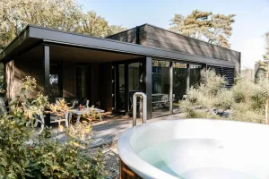 Image of This Eco-Lode is furnished for six persons as well but also has an extra hot tub. This means you can relax completely from your own patio and grab your own wellness moment!