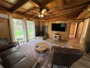 Image of Relaxing Cabin on a Beautiful Mountain Stream