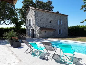 Image of NEW: Beautiful stone house with fireplace and swimming pool